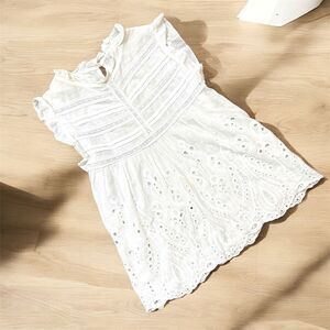 Vintage Dressing White Peasant Top Blouse Sleeveless Small Casual